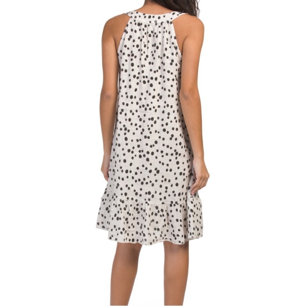 TERZO MILLENIO Made In Italy Linen Halter Babydoll Dress In Polka Dot Size Small - Picture 2 of 7